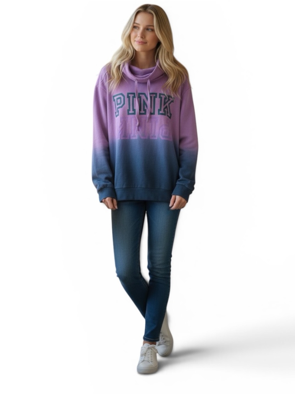 PINK Victoria's Secret Ombre Funnel Neck Sweatshirt Sz. Large
